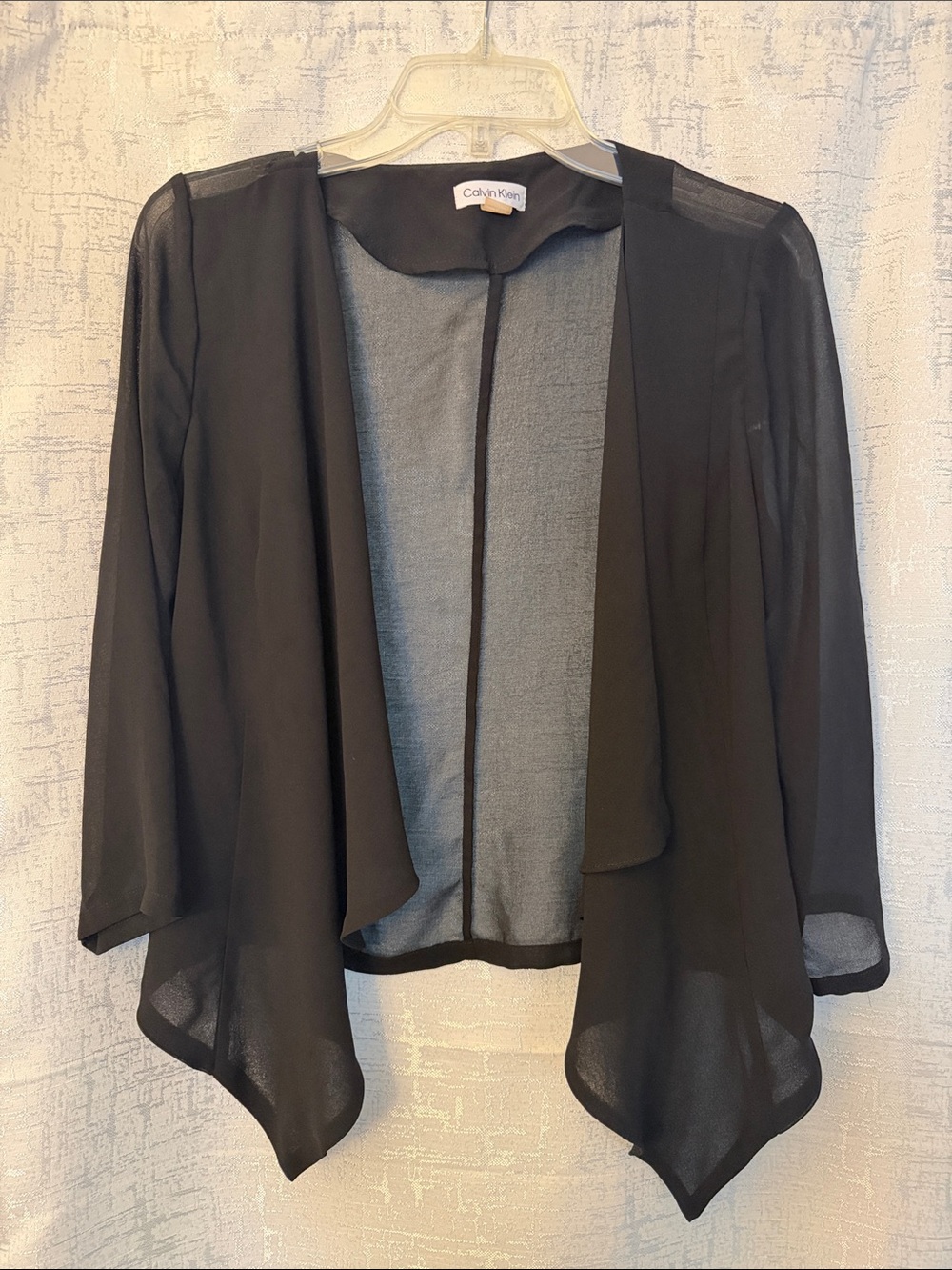 Calvin Klein Black Sheer Open Drape Cardigan